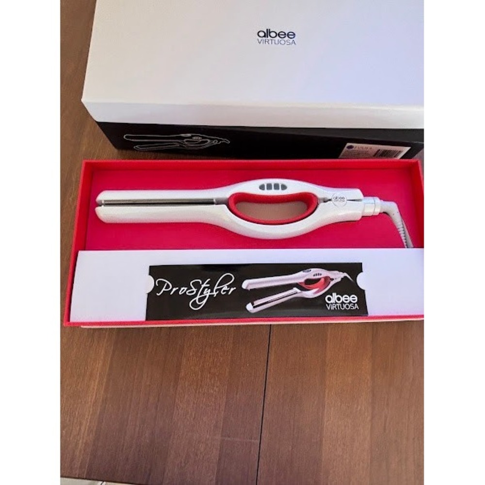 Albee Virtuosa ProStyler Flat Iron White and Red Hair Styling‎ Tool NEW